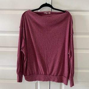 We The Free - Oversized Purple Off-Shoulder Top
